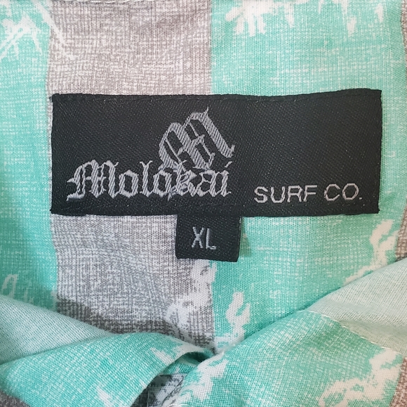 Molokai Surf Company Cotton Striped Printed Button Up Shirt - Picture 7 of 8